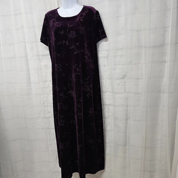 I.N. Studio Purple Velour Floral Glitter Maxi Dress Goth Romantic XL - Picture 5 of 10